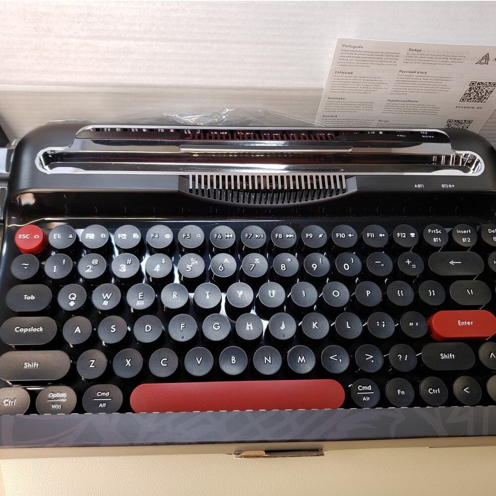 AJAZZ AF84 Wireless Bluetooth Membrane Keyboard Retro Typewriter Style 84 Keys